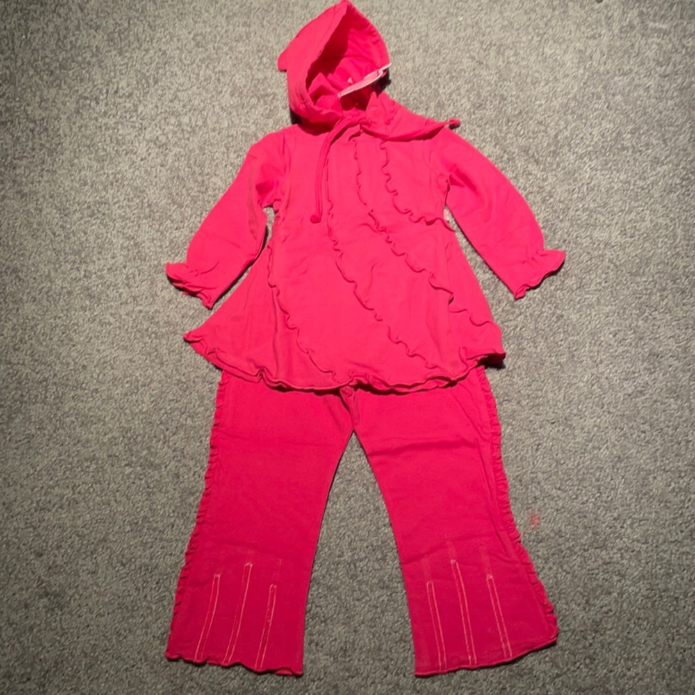 New Mim-Pi Pink Hoody Tunic & Ruffle Leggings Set
